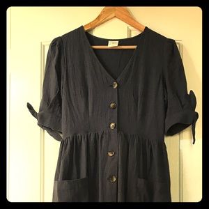 Blue button down midi dress